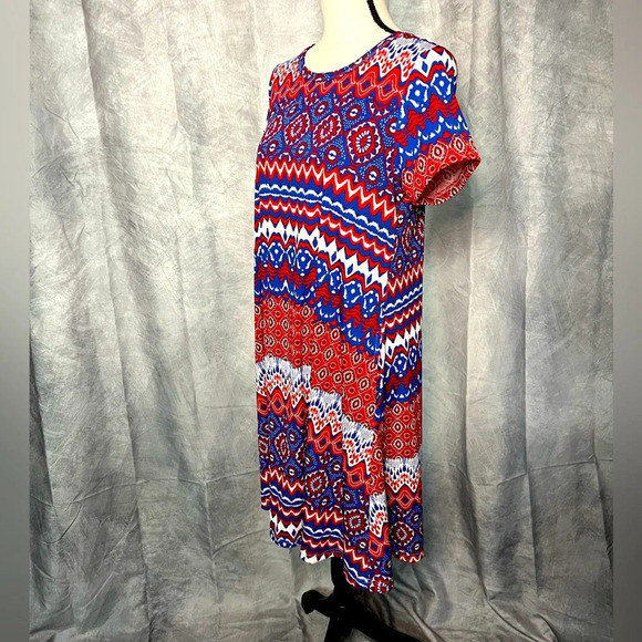 LuLaRoe Jessie Swing Dress in Patriotic Colors - Red, White & Blue - size Small - Picture 2 of 9